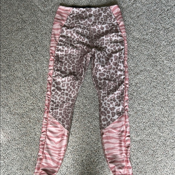 Good American Pants - Good American Pink and Brown Leggings with Animal Print